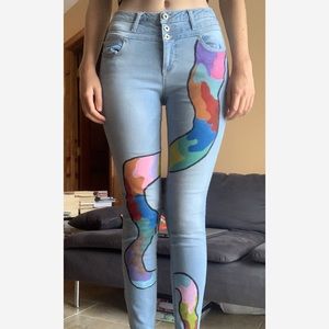 Custom Painted Colorful Jeans